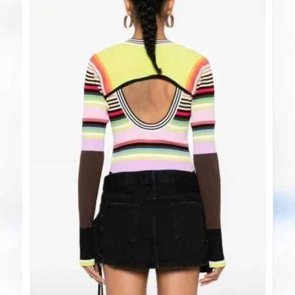 CHRISTOPHER JOHN ROGERS | Racer Front Bodysuit with Bolero stripes - Picture 2 of 9